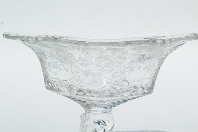 photo of 1950s vintage Heisey orchid etched glass, small compote, jelly dish or candy #3