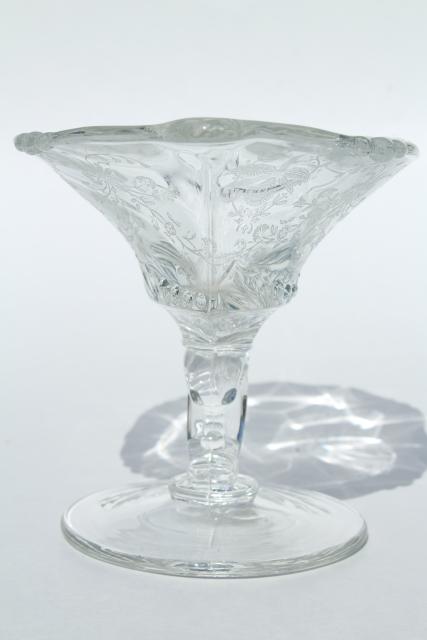 photo of 1950s vintage Heisey orchid etched glass, small compote, jelly dish or candy #4