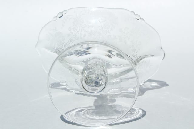 photo of 1950s vintage Heisey orchid etched glass, small compote, jelly dish or candy #9