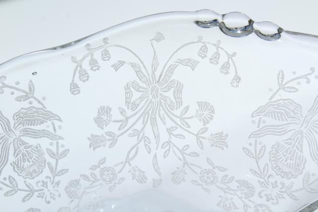 photo of 1950s vintage Heisey orchid etched glass, small compote, jelly dish or candy #10