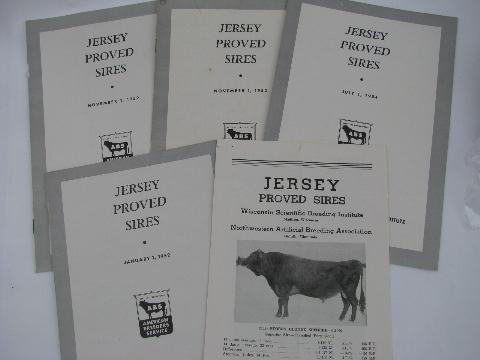 photo of 1950s vintage Jersey sire pedigree catalogs, early AI breeding bulls, ABS #1