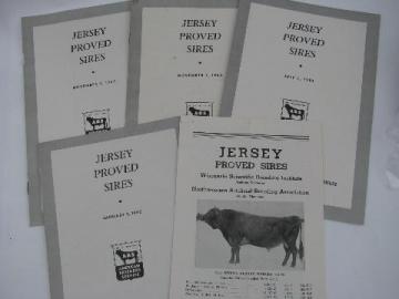 catalog photo of 1950s vintage Jersey sire pedigree catalogs, early AI breeding bulls, ABS