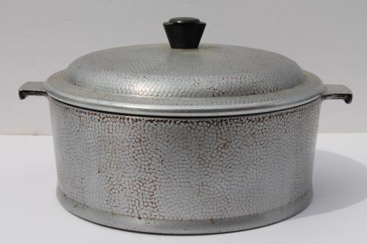 photo of 1950s vintage Kinney flavor seal aluminum cookware, dutch oven 4 qt pot w/ lid #1