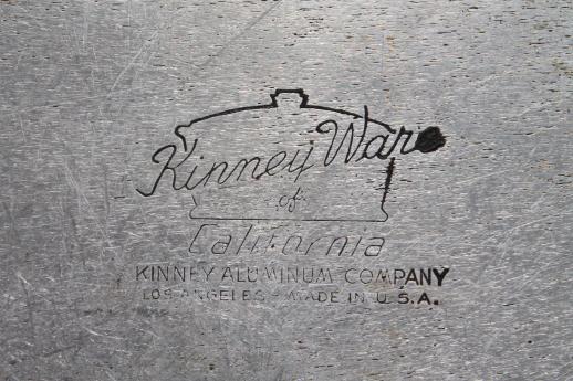 photo of 1950s vintage Kinney flavor seal aluminum cookware, dutch oven 4 qt pot w/ lid #7