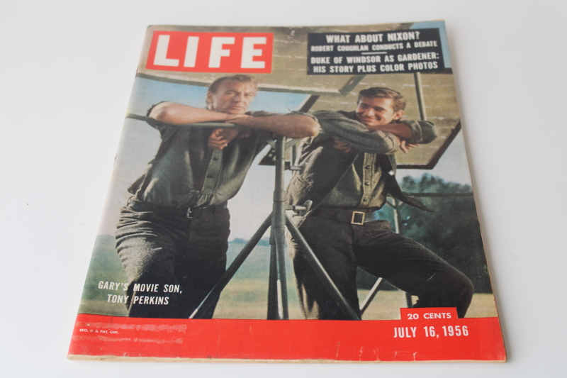 photo of 1950s vintage Life magazine complete w/ ads, July 16 1956 Gary Cooper, Nixon  #1