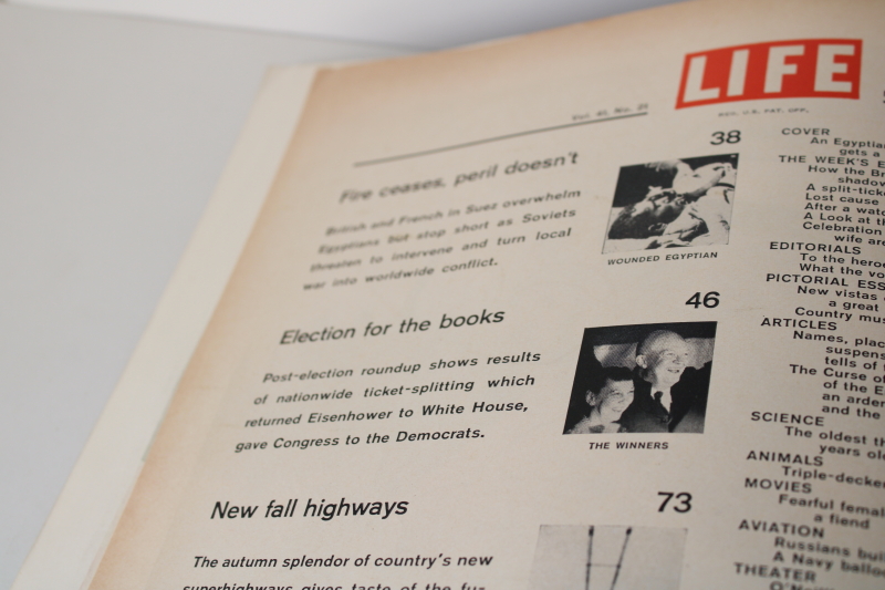 photo of 1950s vintage Life magazine complete w/ ads, November 19 1956, Ike wins the White House  #3