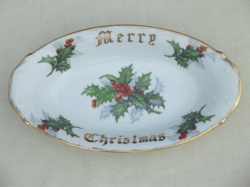 photo of 1950s vintage Merry Christmas motto china bowl, Norcrest - Japan #1