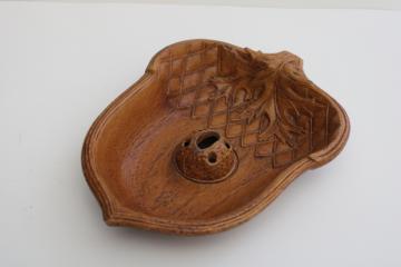 catalog photo of 1950s vintage Multi Products 'carved wood' look acorn shaped nut bowl