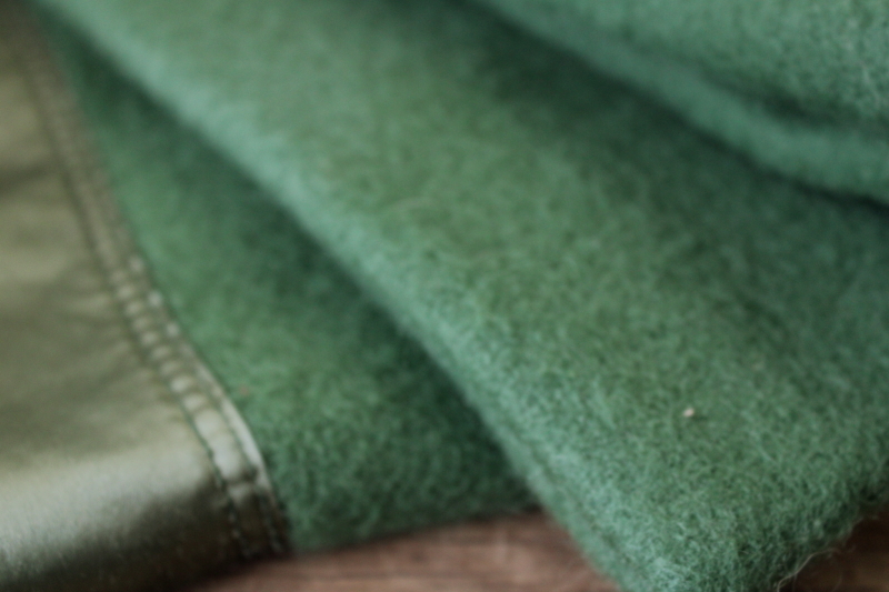 photo of 1950s vintage North Star blanket, thick warm soft wool bed blanket in green #9