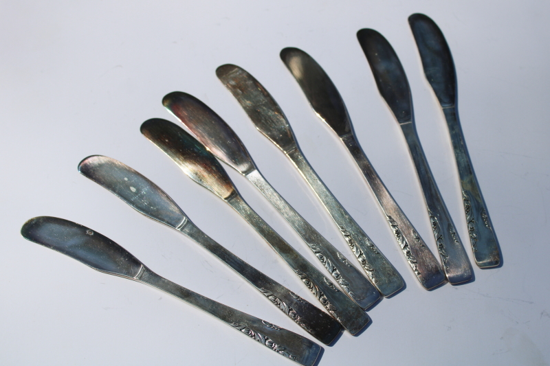 photo of 1950s vintage Proposal pattern silverplate flatware set 103 pieces in case, Oneida 1881 Rogers silverware #13