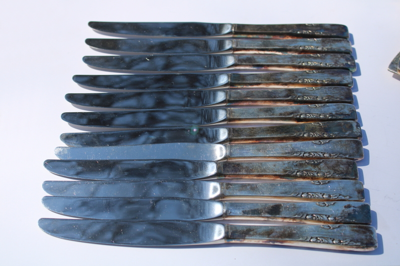 photo of 1950s vintage Proposal pattern silverplate flatware set 103 pieces in case, Oneida 1881 Rogers silverware #14