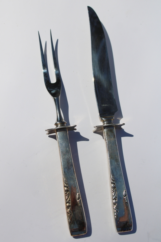 photo of 1950s vintage Proposal pattern silverplate flatware set 103 pieces in case, Oneida 1881 Rogers silverware #17