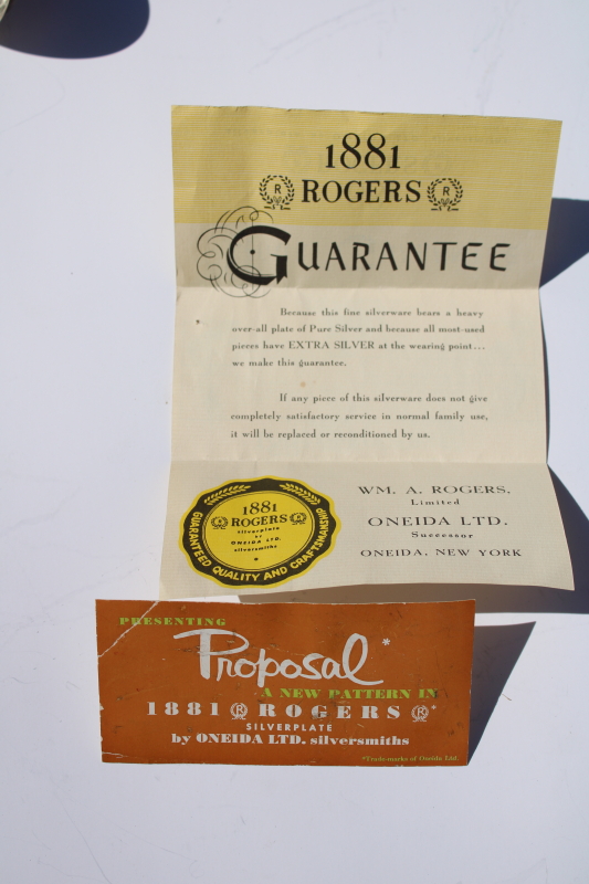 photo of 1950s vintage Proposal pattern silverplate flatware set 103 pieces in case, Oneida 1881 Rogers silverware #21