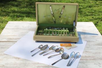 catalog photo of 1950s vintage Proposal pattern silverplate flatware set 103 pieces in case, Oneida 1881 Rogers silverware 