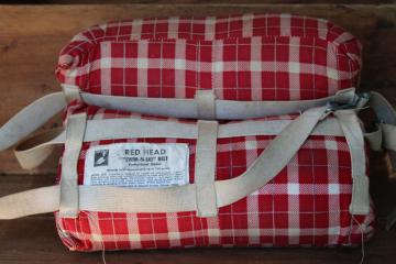 catalog photo of 1950s vintage Red Head label plaid cotton kapok life preserver belt lake boating decor