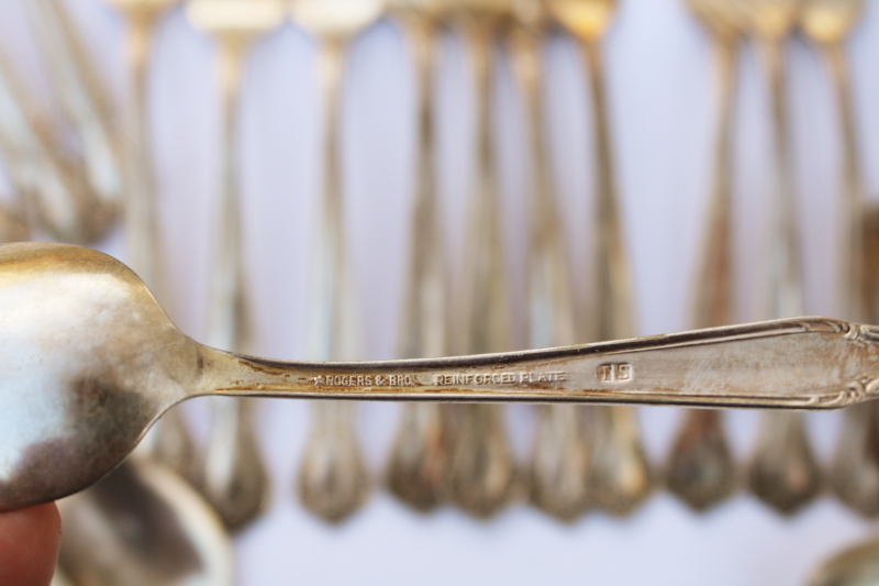 photo of 1950s vintage Rogers International Silver Woodland Rose ornate silverplate flatware set, service for 10  #4