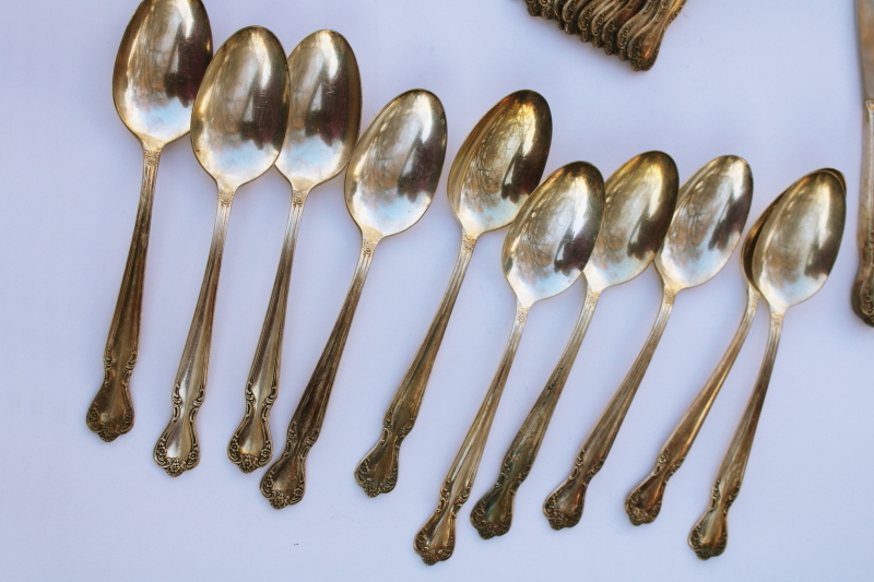 photo of 1950s vintage Rogers International Silver Woodland Rose ornate silverplate flatware set, service for 10  #7