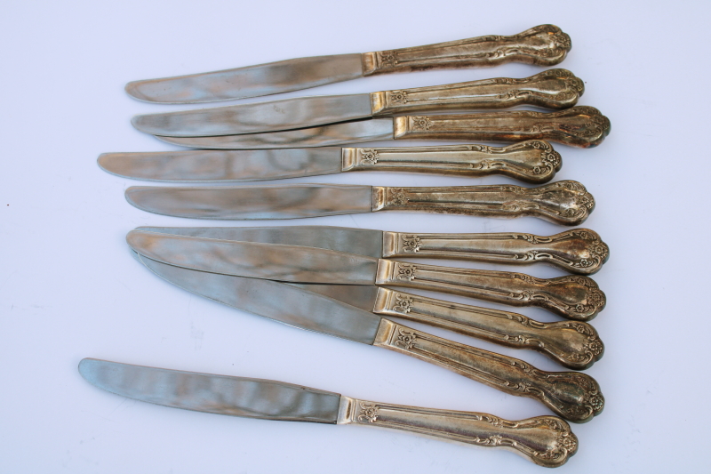 photo of 1950s vintage Rogers International Silver Woodland Rose ornate silverplate flatware set, service for 10  #10