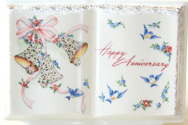 photo of 1950s vintage Royal Windsor book shaped planter vase, Happy Anniversary gift #3