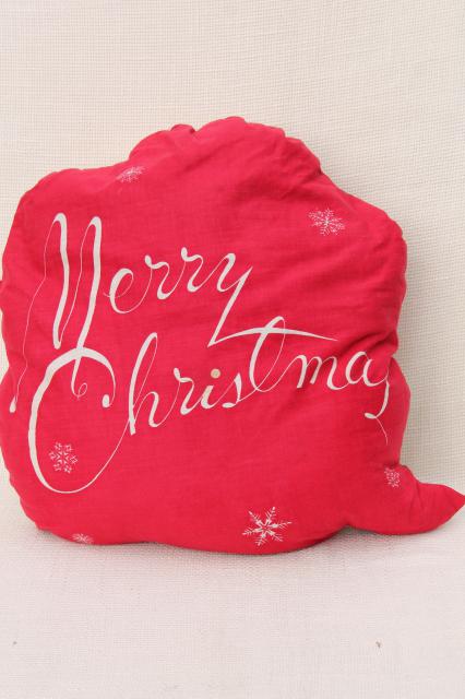 photo of 1950s vintage Santa face pillow, retro Christmas decoration, holiday print cotton cushion #4