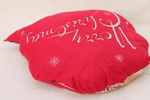 photo of 1950s vintage Santa face pillow, retro Christmas decoration, holiday print cotton cushion #6