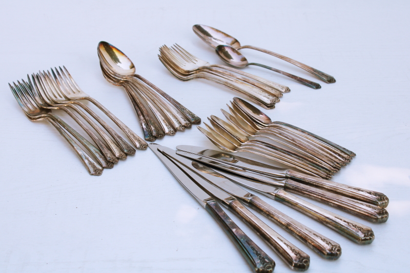 photo of 1950s vintage Spring Garden pattern Holmes Edwards silver plated flatware service for 6 #2