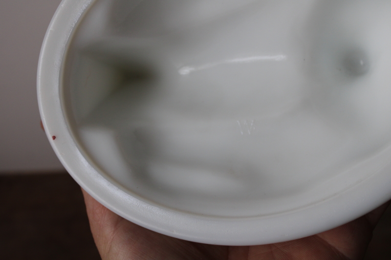 photo of 1950s vintage Westmoreland milk glass hen on nest covered dish, red comb white chicken  #8
