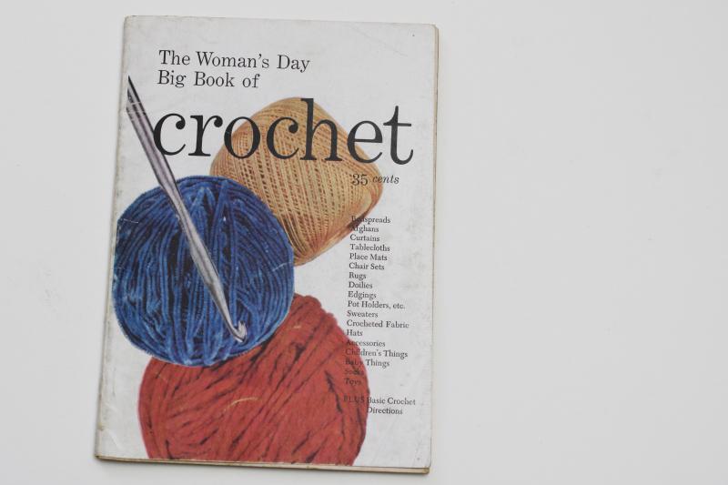 photo of 1950s vintage Woman's Day big book of crochet how-to techniques and patterns  #1