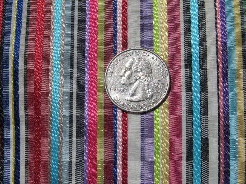 photo of 1950s vintage acetate taffeta, colored silk satin ribbon stripe #1