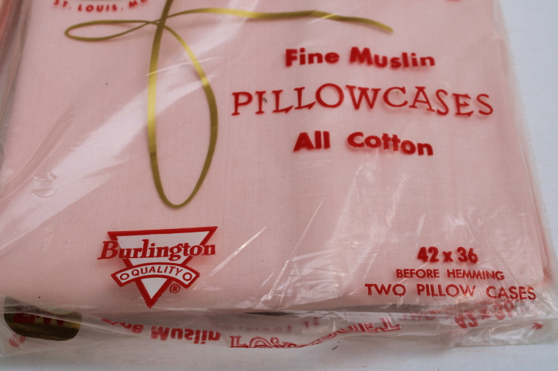 photo of 1950s vintage all cotton muslin pillowcases pink solid color Foxcroft packages sealed  #3