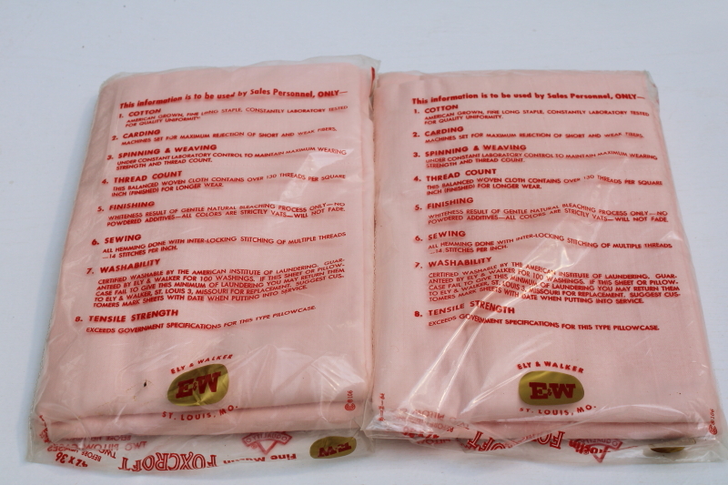 photo of 1950s vintage all cotton muslin pillowcases pink solid color Foxcroft packages sealed  #4