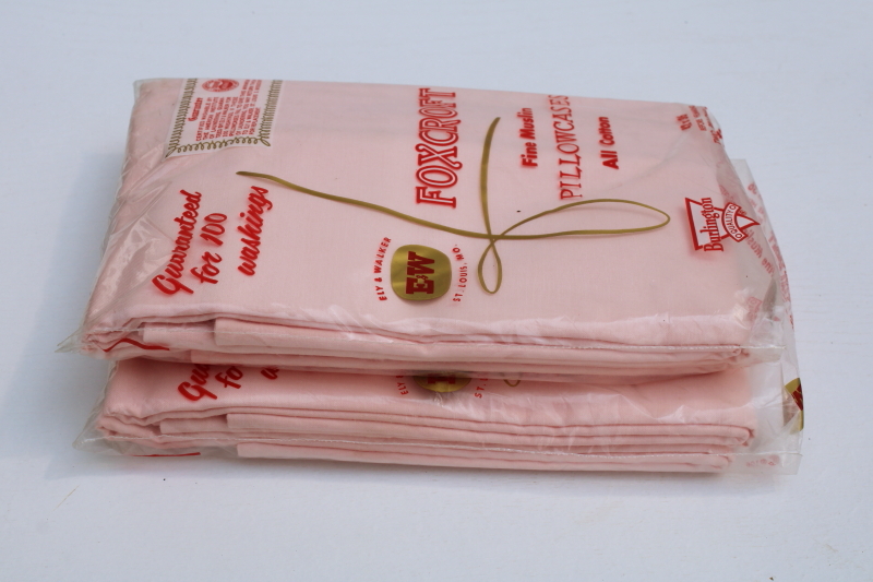 photo of 1950s vintage all cotton muslin pillowcases pink solid color Foxcroft packages sealed  #8