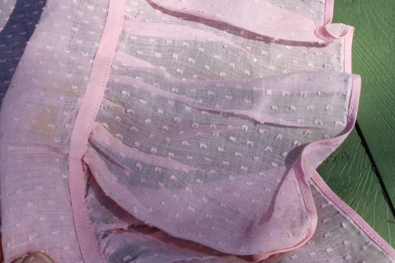 photo of 1950s vintage baby crib bedspread & pillow sham, teddy bear on sheer pink cotton organdy dotted swiss fabric #4