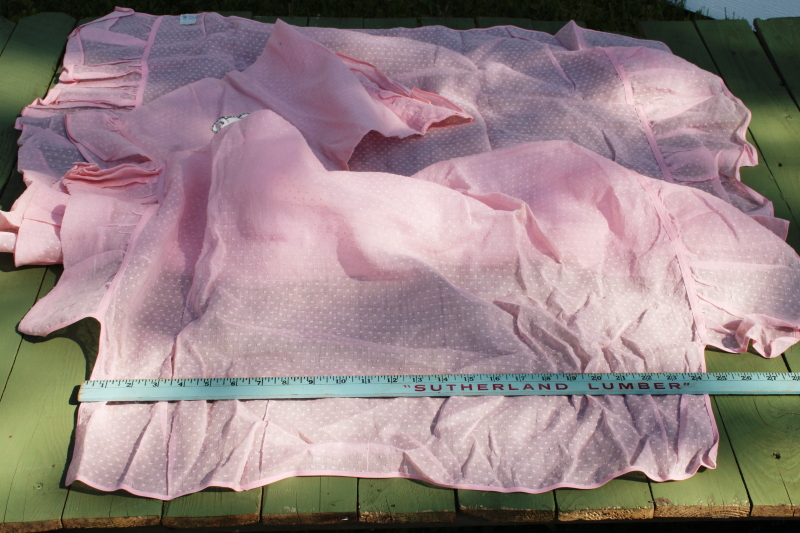 photo of 1950s vintage baby crib bedspread & pillow sham, teddy bear on sheer pink cotton organdy dotted swiss fabric #5