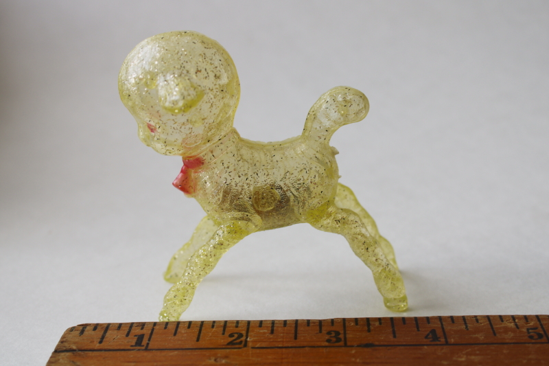 photo of 1950s vintage baby toy, glitter hard plastic rattle, little lamb for spring Easter decor  #4