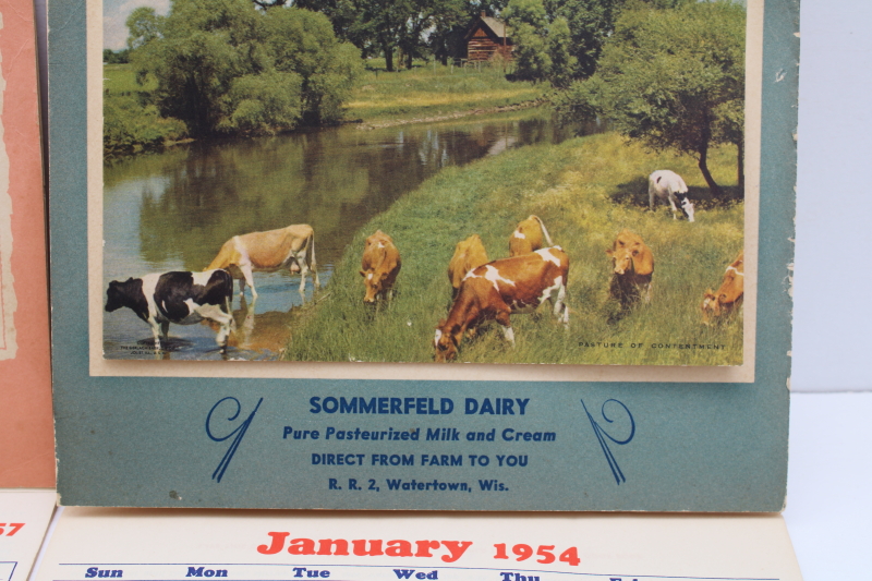 photo of 1950s vintage calendars Guernsey cows Hawthorn Mellody Sommerfeld Dairy Watertown Wisconsin  #2