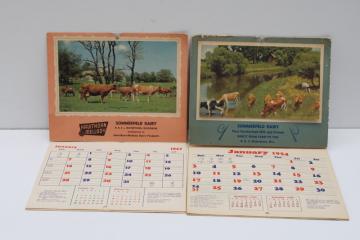 catalog photo of 1950s vintage calendars Guernsey cows Hawthorn Mellody Sommerfeld Dairy Watertown Wisconsin 