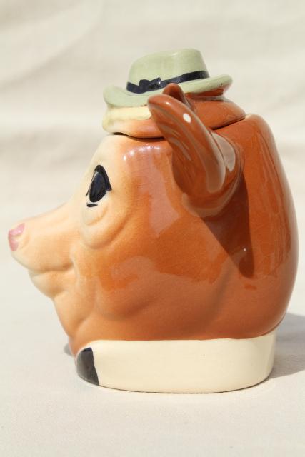 photo of 1950s vintage ceramic Elmer & Elsie Borden cow creamer, cream pitcher & sugar set #5