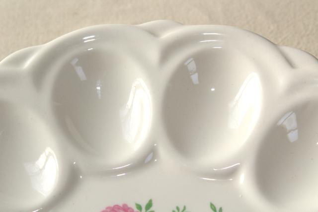 photo of 1950s vintage china egg plate, divided tray for serving deviled eggs #4