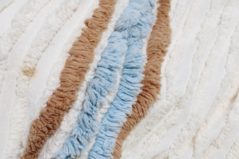 photo of 1950s vintage cotton chenille bedspread, horse & rider cowboy western dude ranch decor  #3