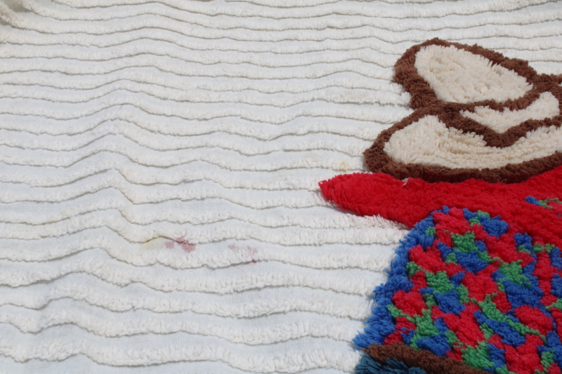 photo of 1950s vintage cotton chenille bedspread, horse & rider cowboy western dude ranch decor  #5