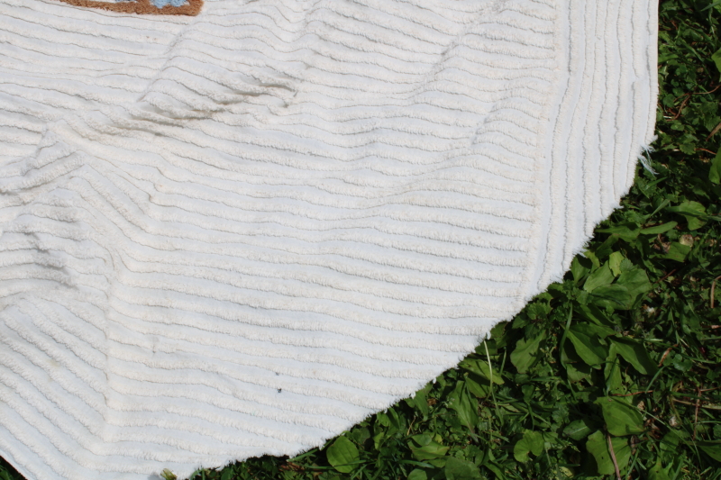 photo of 1950s vintage cotton chenille bedspread, horse & rider cowboy western dude ranch decor  #9