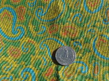 catalog photo of 1950's vintage cotton fabric, paisley on green