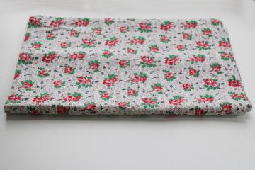 catalog photo of 1950s vintage cotton fabric, rockabilly girly floral print little roses