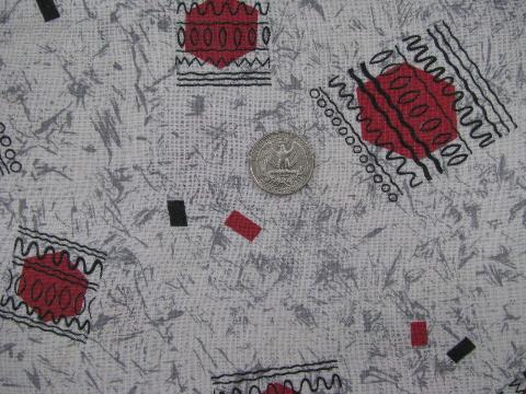 photo of 1950s vintage cotton feed sack fabric, retro mod print #1