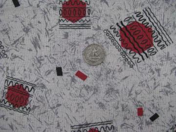 catalog photo of 1950s vintage cotton feed sack fabric, retro mod print