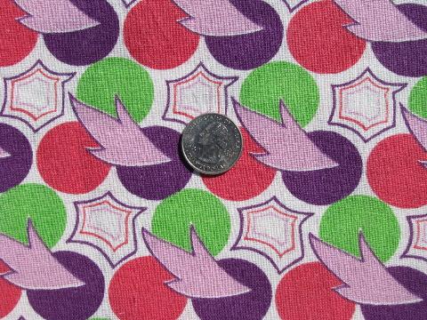 photo of 1950's vintage cotton print feedsack fabric, mod dots #1