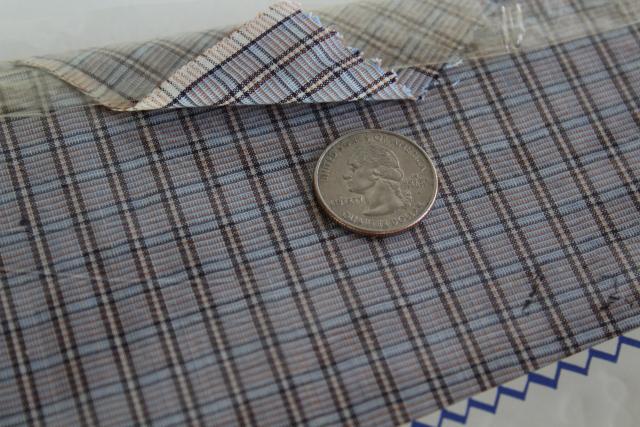 photo of 1950s vintage cotton shirting, woven checked plaid 4 yards 35-36 wide #2