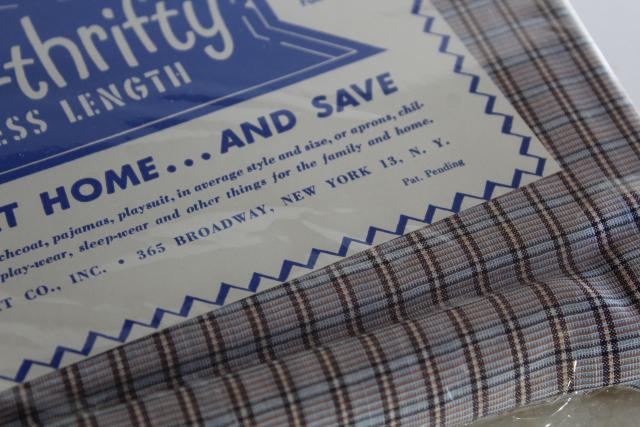 photo of 1950s vintage cotton shirting, woven checked plaid 4 yards 35-36 wide #3