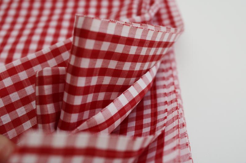 photo of 1950s vintage fabric, cotton rayon red & white checked gingham woven checks #3